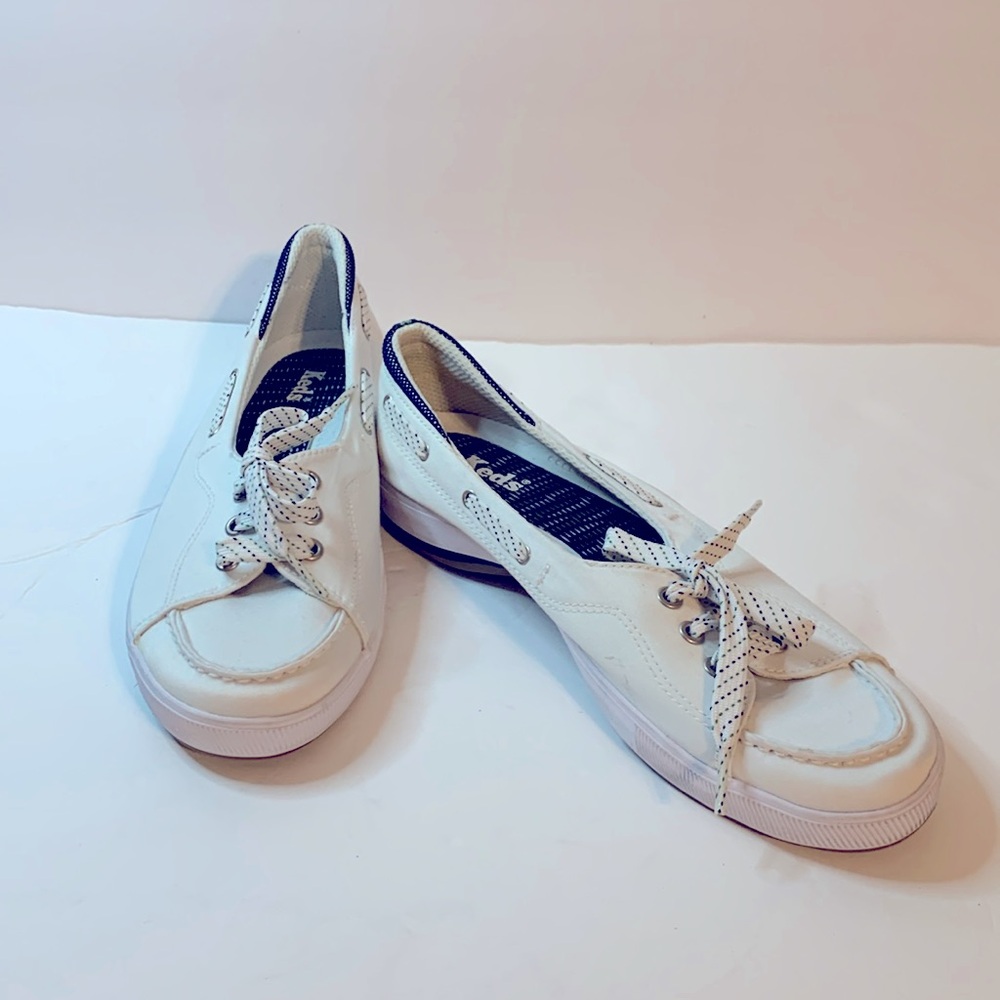 Keds White Nautical White Shoes Size 7.5 worn on bottom Used - Picture 1 of 5
